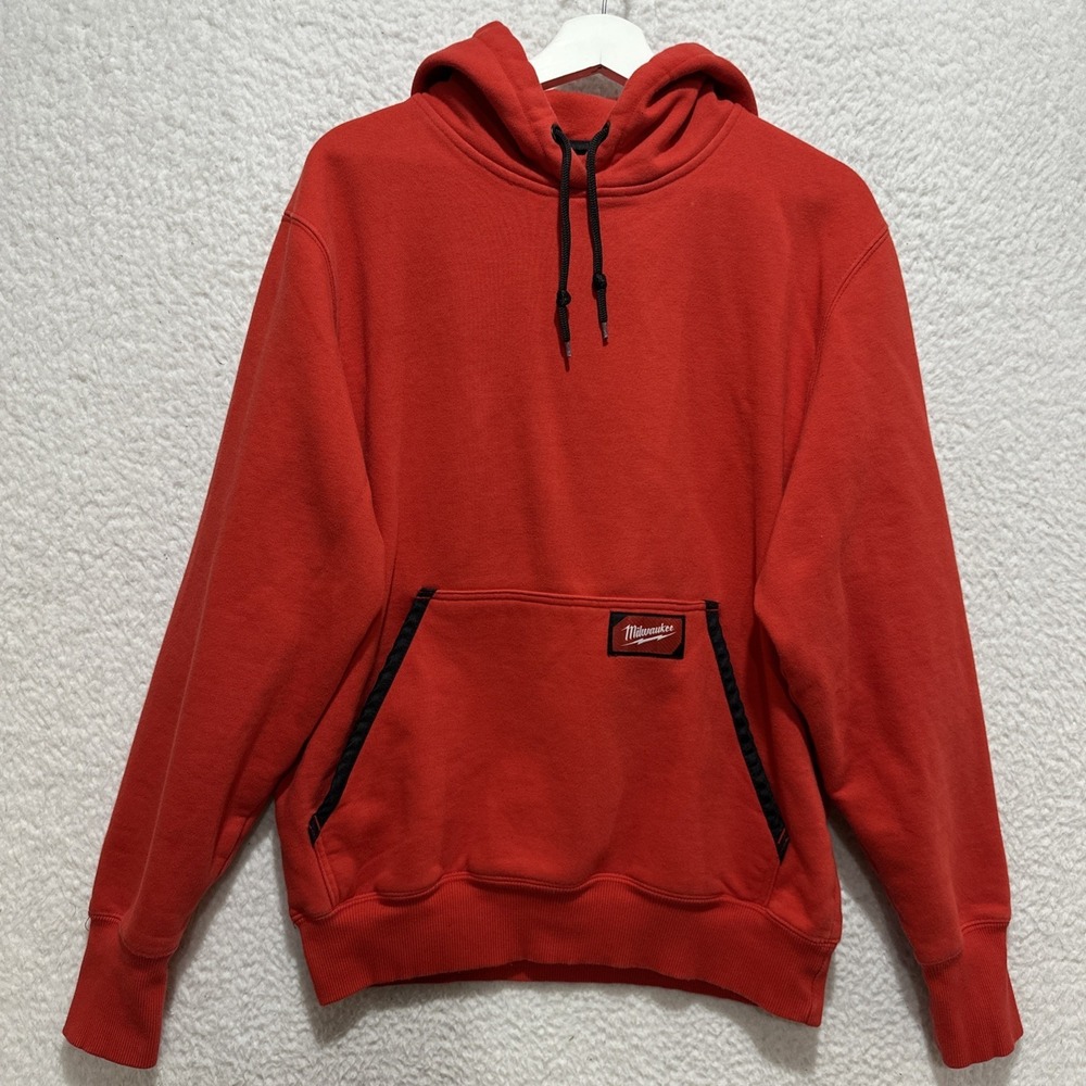 Milwaukee 350 Heavy Duty Men's S Red Pullover Hoodie‎ Drawstring Pocket Logo